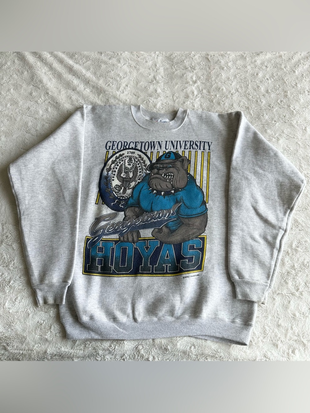 Vintage Georgetown University Sweatshirt Crewneck Mens Medium Bulldog Hoyas 90s